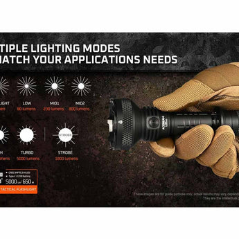 Acebeam L35 V2.0 LED Flashlight - 5000 Lumens - CREE XHP70.3 Hi - Includes 1 x USB-C Rechargeable 21700 - Anodized Black, Green, Blue or Micro-Arc Oxidation (MAO) Gray Marbling