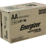 Energizer Ultimate L91 (24PK) AA 3000mAh 1.5V High Energy 5A Lithium (LiFeS2) Button Top Batteries - Box of 24