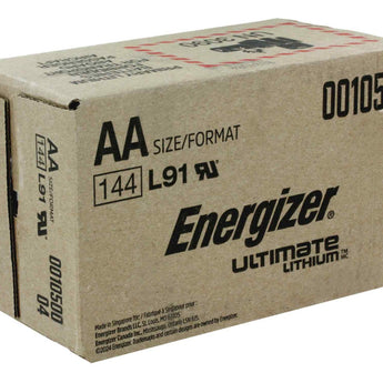 Energizer Ultimate L91 (24PK) AA 3000mAh 1.5V High Energy 5A Lithium (LiFeS2) Button Top Batteries - Box of 24