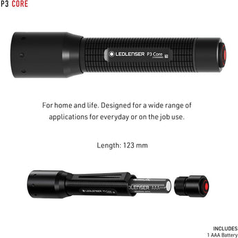 Ledlenser 502597 P3 Core LED Flashlight - 90 Lumens - Includes 1 x AAA