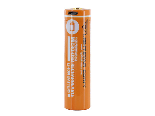 TerraLUX / Lightstar Corp. TLB-18650-USB 18650 2600mAh 3.6V Protected Lithium Ion (Li-ion) Button Top Battery with Micro USB Charging Port - Boxed