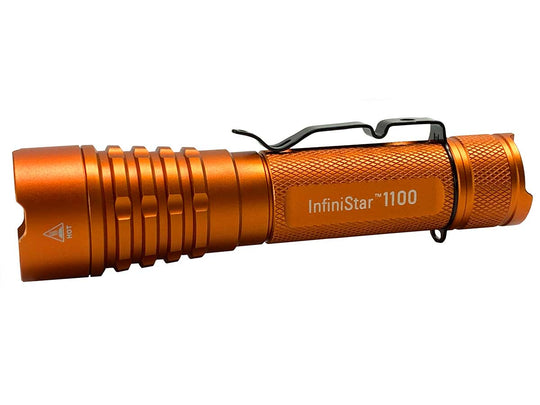 TerraLUX/Lightstar InfiniStar 1100 LED Flashlight - CREE XP-L - 1100 Lumens - Includes 1 x USB Rechargeable 18650 - Hi Vis Orange