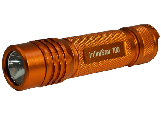 TerraLUX/Lightstar InfiniStar 700 LED Flashlight - Nichia 219D - 700 Lumens - Includes 1 x Micro-USB Rechargeable 18650 - Orange