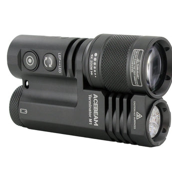 Acebeam Terminator M1 Dual Head LEP and LED Flashlight - 6500K or 5000K - Gray, Green, or MAO Marble Finish - Includes 1 x USB-C Rechargeable 21700