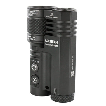 Acebeam Terminator M1 Dual Head LEP and LED Flashlight - 6500K or 5000K - Gray, Green, or MAO Marble Finish - Includes 1 x USB-C Rechargeable 21700