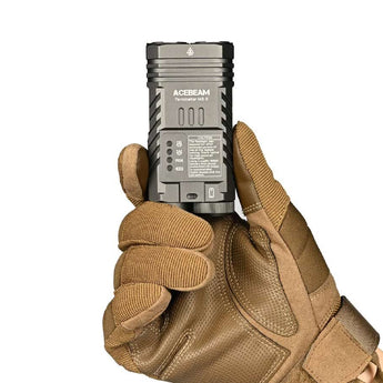 Acebeam M2-X with RGB LED Flashlight - Held in Gloved Hand