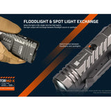 Acebeam M2-X with RGB LED Flashlight Informational Slide - Floodlight & Spot Light Exchange
