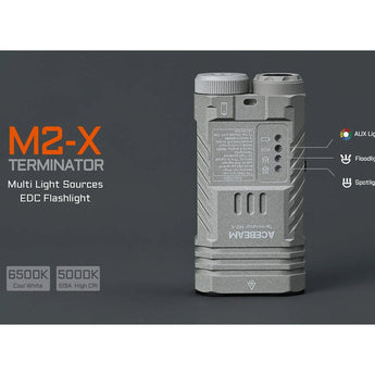 Acebeam M2-X with RGB LED Flashlight Informational Slide - Multi Light Sources EDC Flashlight