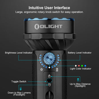 Olight Marauder Mini Rechargeable LED Flashlight - 7000 Lumens - Uses 24Wh 32650 Lithium Battery - Multiple Color Options