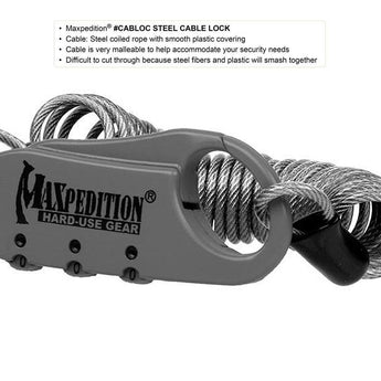 Maxpedition Steel Cable Lock - Black or Foliage Green