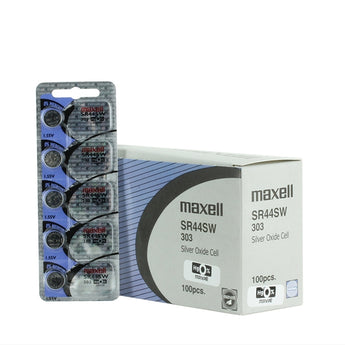 Maxell SR44SW 303 165mAh 1.55V Silver Oxide Button Cell Battery - Hologram Packaging - 1 Piece Tear Strip, Sold Individually