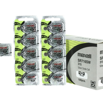Maxell SR716SW 315 22mAh 1.55V Silver Oxide Button Cell Battery - Hologram Packaging - 1 Piece Tear Strip, Sold Individually