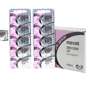 Maxell SR512SW 335 5.5mAh 1.55V Silver Oxide Button Cell Battery - Hologram Packaging - 1 Piece Tear Strip, Sold Individually