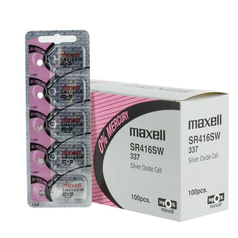 Maxell SR416SW 337 8.3mAh 1.55V Silver Oxide Button Cell Battery - Hologram Packaging - 1 Piece Tear Strip, Sold Individually