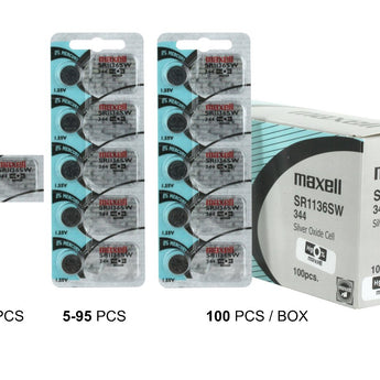 Maxell SR1136SW 344 100mAh 1.55V Silver Oxide Button Cell Battery - Hologram Packaging - 1 Piece Tear Strip, Sold Individually
