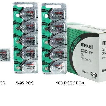 Maxell SR621SW 364 23mAh 1.55V Silver Oxide Button Cell Battery - Hologram Packaging - 1 Piece Tear Strip, Sold Individually