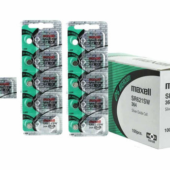 Maxell SR621SW 364 23mAh 1.55V Silver Oxide Button Cell Battery - Hologram Packaging - 1 Piece Tear Strip, Sold Individually