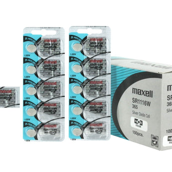 Maxell SR1116W 365 25mAh 1.55V Silver Oxide Button Cell Battery - Hologram Packaging - 1 Piece Tear Strip, Sold Individually