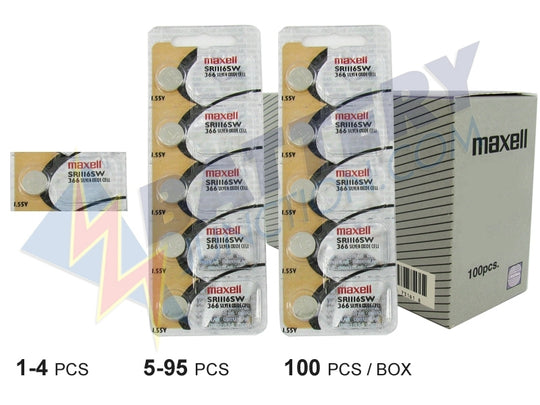 Maxell SR1116SW 366 29mAh 1.55V Silver Oxide Button Cell Battery - Hologram Packaging - 1 Piece Tear Strip, Sold Individually