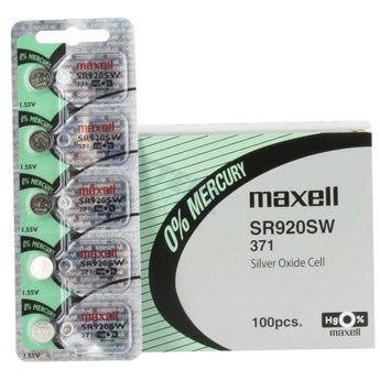 Maxell SR920SW 371 45mAh 1.55V Silver Oxide Button Cell Battery - Hologram Packaging - 1 Piece Tear Strip, Sold Individually