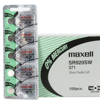 Maxell SR920SW 371 45mAh 1.55V Silver Oxide Button Cell Battery - Hologram Packaging - 1 Piece Tear Strip, Sold Individually