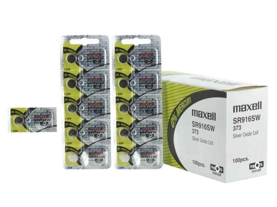 Maxell SR916SW 373 26.5mAh 1.55V Silver Oxide Button Cell Battery- Hologram Packaging - 1 Piece Tear Strip, Sold Individually