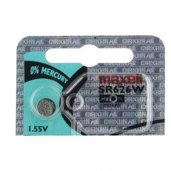 Maxell SR626W 376 28mAh 1.55V Silver Oxide Button Cell Battery - Hologram Packaging - 1 Piece Tear Strip, Sold Individually
