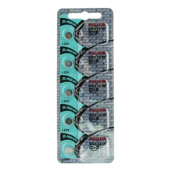 Maxell SR626W 376 28mAh 1.55V Silver Oxide Button Cell Battery - Hologram Packaging - 1 Piece Tear Strip, Sold Individually