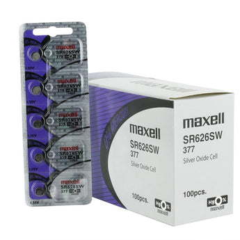 Maxell SR626SW 377 27mAh 1.55V Silver Oxide Button Cell Battery - Hologram Packaging - 1 Piece Tear Strip, Sold Individually
