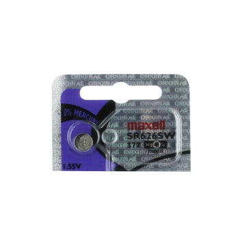 Maxell SR626SW 377 27mAh 1.55V Silver Oxide Button Cell Battery - Hologram Packaging - 1 Piece Tear Strip, Sold Individually