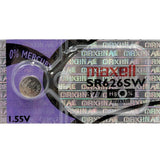 Maxell SR626SW 377 27mAh 1.55V Silver Oxide Button Cell Battery - Hologram Packaging - 1 Piece Tear Strip, Sold Individually