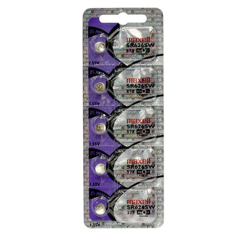 Maxell SR626SW 377 27mAh 1.55V Silver Oxide Button Cell Battery - Hologram Packaging - 1 Piece Tear Strip, Sold Individually