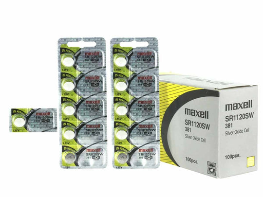Maxell SR1120SW 381 55mAh 1.55V Silver Oxide Button Cell Battery - Hologram Packaging - 1 Piece Tear Strip, Sold Individually