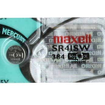 Maxell SR41SW 384 45mAh 1.55V Silver Oxide Button Cell Battery - Hologram Packaging - 1 Piece Tear Strip, Sold Individually