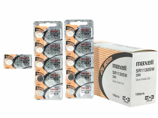 Maxell SR1130SW 390 83mAh 1.55V Silver Oxide Button Cell Battery - Hologram Packaging - 1 Piece Tear Strip, Sold Individually