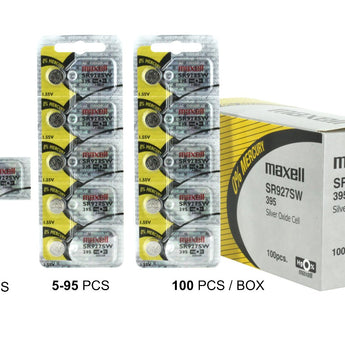 Maxell SR927SW 395 57mAh 1.55V Silver Oxide Button Cell Battery - Hologram Packaging - 1 Piece Tear Strip, Sold Individually