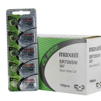 Maxell SR726SW 397 33mAh 1.55V Silver Oxide Button Cell Battery - Hologram Packaging - 1 Piece Tear Strip, Sold Individually
