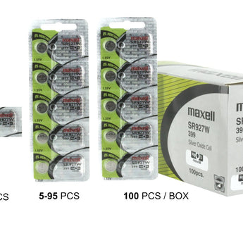 Maxell SR927W 399 60mAh 1.55V Silver Oxide Button Cell Battery - Hologram Packaging - 1 Piece Tear Strip, Sold Individually