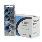 Maxell CR1616 65mAh 3V Lithium Primary (LiMNO2) Coin Cell Battery - Hologram Packaging - 1 Piece Tear Strip, Sold Individually