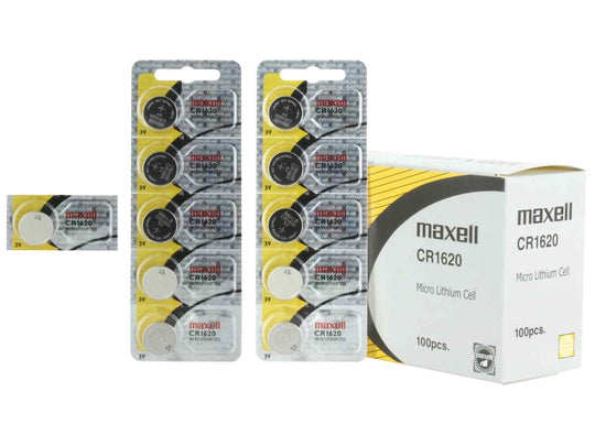 Maxell CR1620 68mAh 3V Lithium Primary (LiMNO2) Coin Cell Battery - Hologram Packaging - 1 Piece Tear Strip, Sold Individually