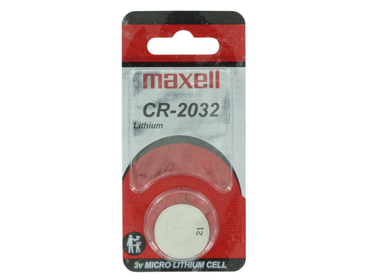 Maxell CR2032 220mAh 3V Lithium Primary (LiMNO2) Coin Cell Battery - Hologram Packaging - 1 Piece Blister Pack