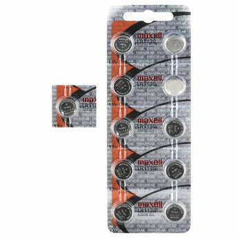 Maxell LR1130 1.5V Alkaline Coin Cell Battery - Hologram Packaging - 1 Piece Tear Strip, Sold Individually