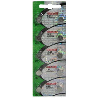 Maxell LR41 1.5V Alkaline Coin Cell Battery (AG3 392 192) - Hologram Packaging - 1 Piece Tear Strip