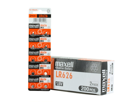 Maxell LR626 Alkaline 1.5V Coin Cell Battery (AG4) - 1 Piece Tear Strip (Minimum Qty of 2 Pieces)