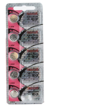 Maxell SR43SW 301 100mAh 1.55V Silver Oxide Button Cell Battery - Hologram Packaging - 1 Piece Tear Strip, Sold Individually