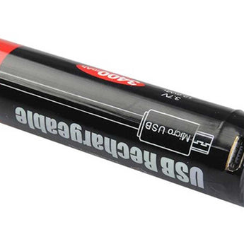 MecArmy U18-34 18650 3400mAh 3.7V Lithium Ion (Li-ion) Button Top Battery with Micro USB Charging Port