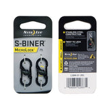 Nite Ize S-Biner MicroLock - Stainless Steel Double-Gated Carabiner with Twisting Lock - 2 Pack - Black (LSBM-01-2R3), Stainless (LSBM-11-2R3), or Spectrum (NITEIZE-LSBM-07-2R3)