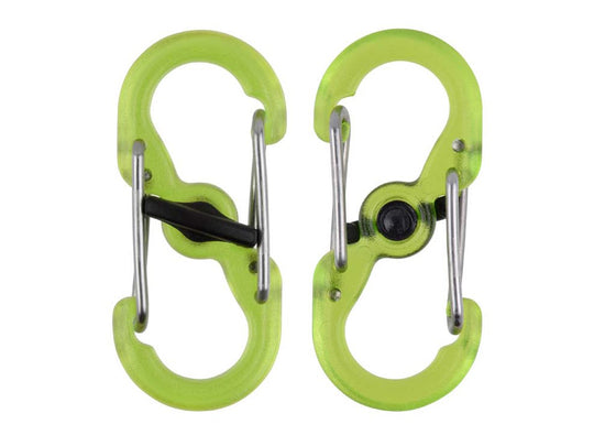 Nite Ize S-Biner MicroLock - Plastic Double-Gated Carabiner with Twisting Lock - 2 Pack - Translucent Lime (LSBPM-17T-2R3)
