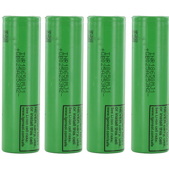 BUNDLE: 4 x LG MJ1 INR 18650 3500mAh 3.7V Unprotected High-Drain 10A Lithium Manganese (LiMn2O4) Flat Top Batteries
