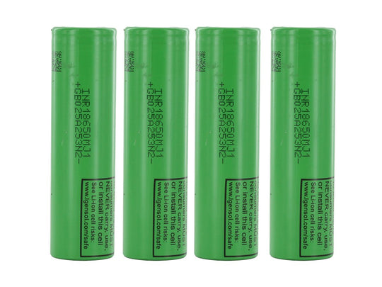 BUNDLE: 4 x LG MJ1 INR 18650 3500mAh 3.7V Unprotected High-Drain 10A Lithium Manganese (LiMn2O4) Flat Top Batteries